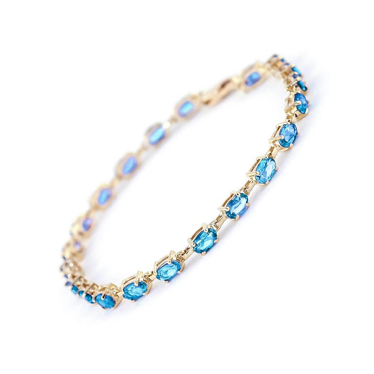 Bracelet tennis infini or 375 topaze bleue, 5,5 carat QPJ - 1511Y