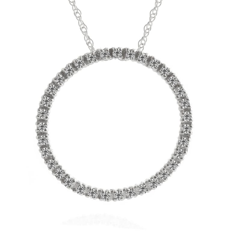 Collier cercle de vie or blanc 375 diamant, 0,52 carat QPJ - 1841W
