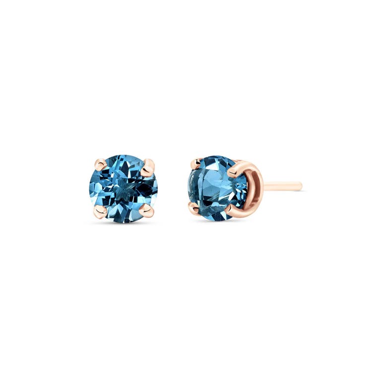 Puces d'oreilles or rose 375 topaze bleue, 0,95 carat QPJ - 1951R