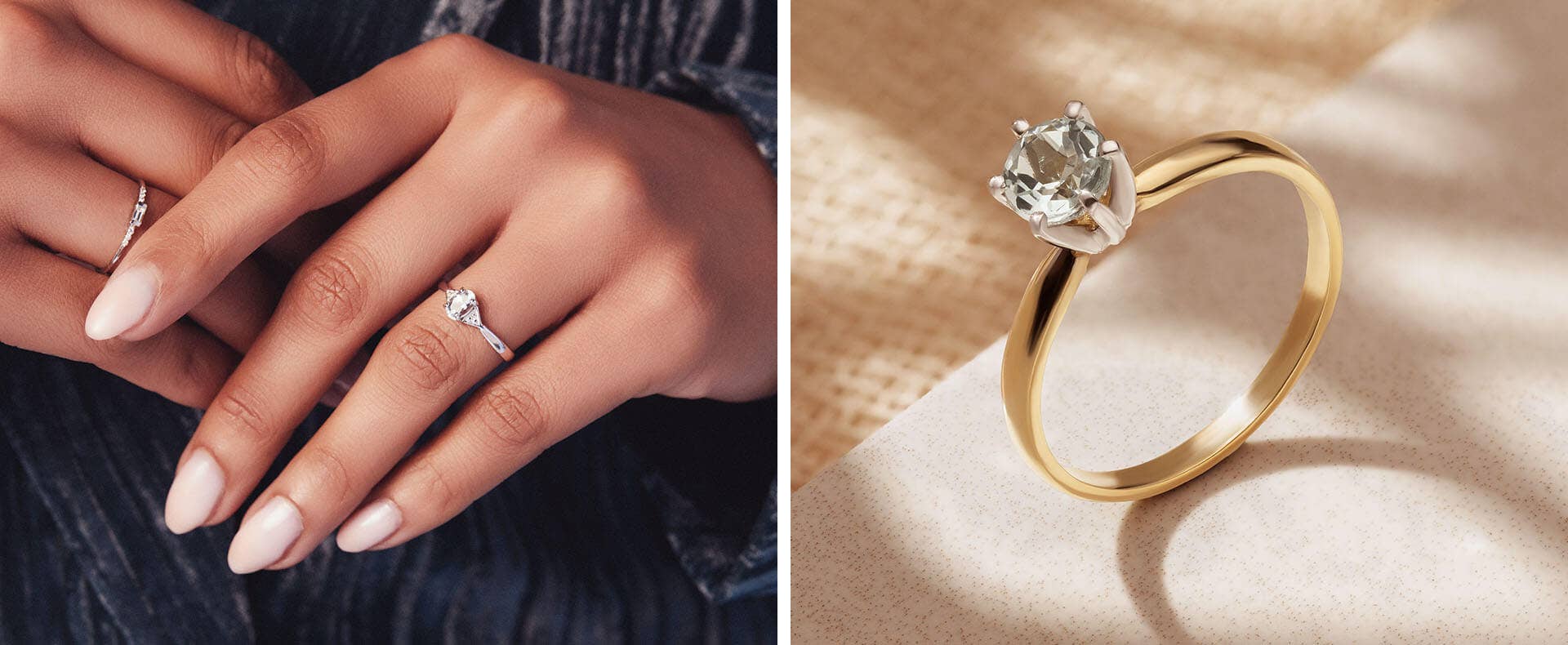 Des influences aquatiques : bagues engagement — taille 49½